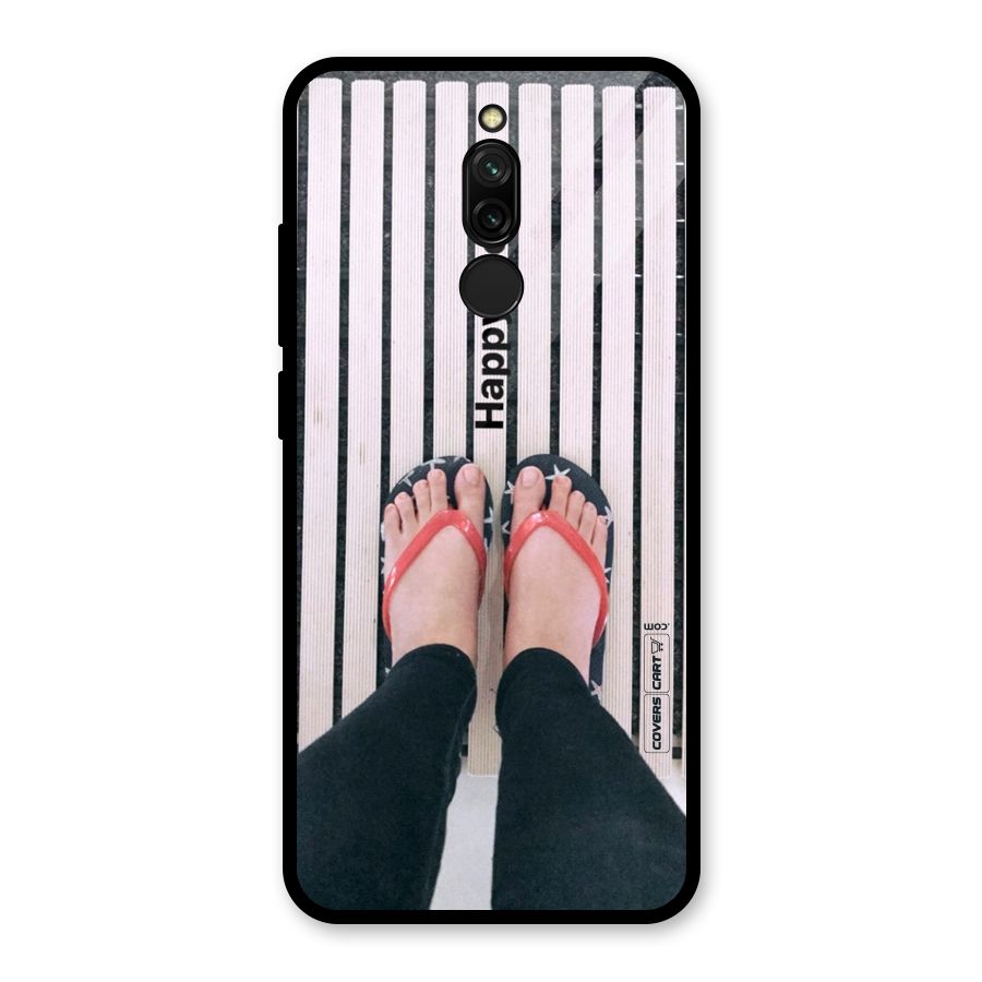 Happy Feet Glass Back Case for Redmi 8