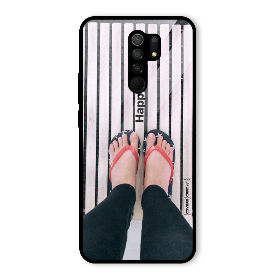 Happy Feet Glass Back Case for Redmi 9 Prime