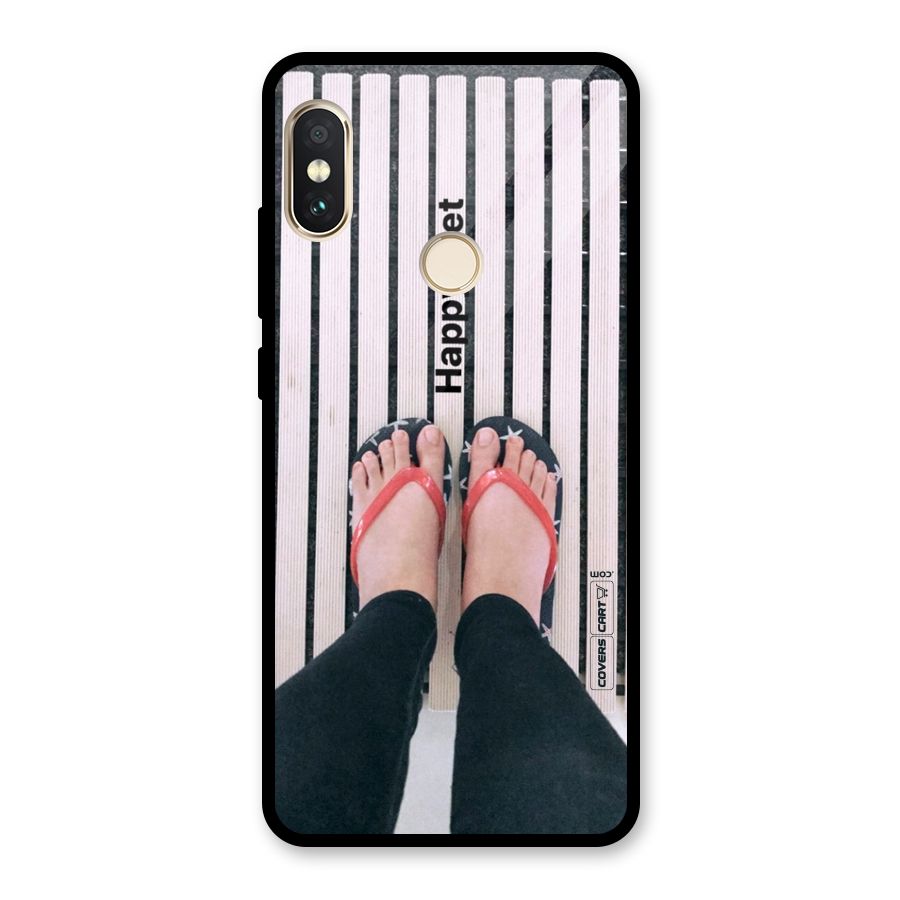 Happy Feet Glass Back Case for Redmi Note 5 Pro