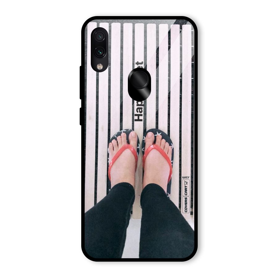 Happy Feet Glass Back Case for Redmi Note 7S