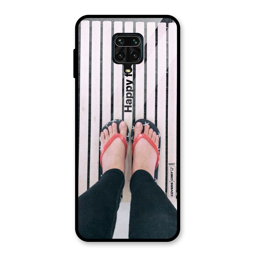 Happy Feet Glass Back Case for Redmi Note 9 Pro