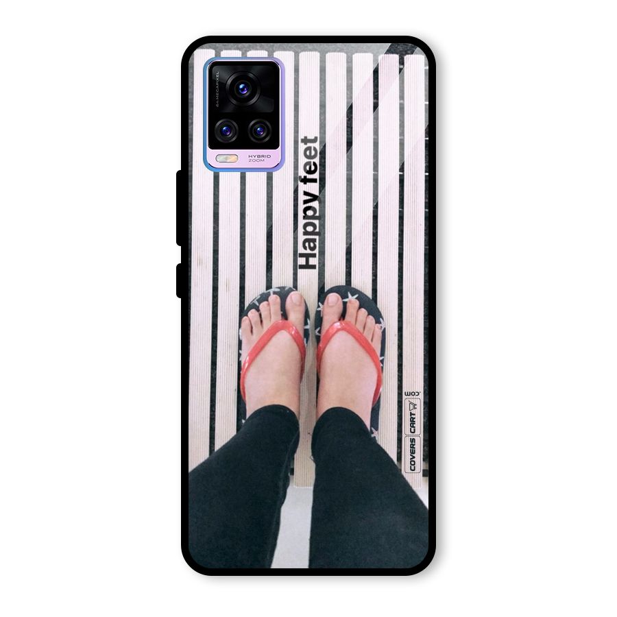 Happy Feet Glass Back Case for Vivo V20 Pro