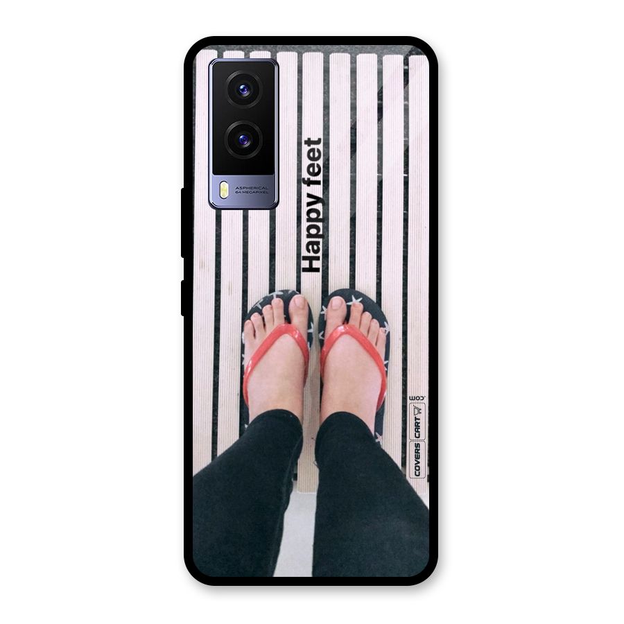 Happy Feet Glass Back Case for Vivo V21e 5G