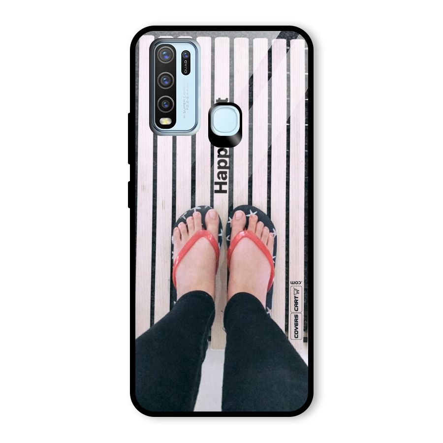 Happy Feet Glass Back Case for Vivo Y30