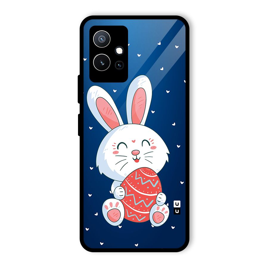 Happy Festive Bunny Glass Back Case for Vivo Y75 5G