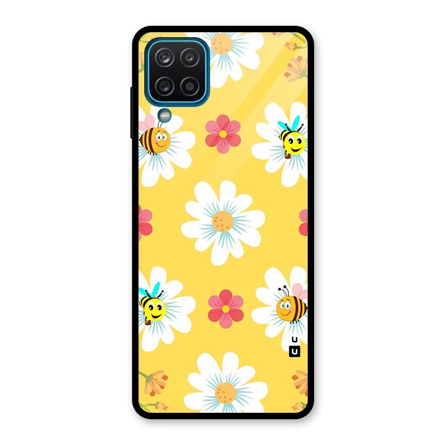 Happy Flowers Glass Back Case for Galaxy A12