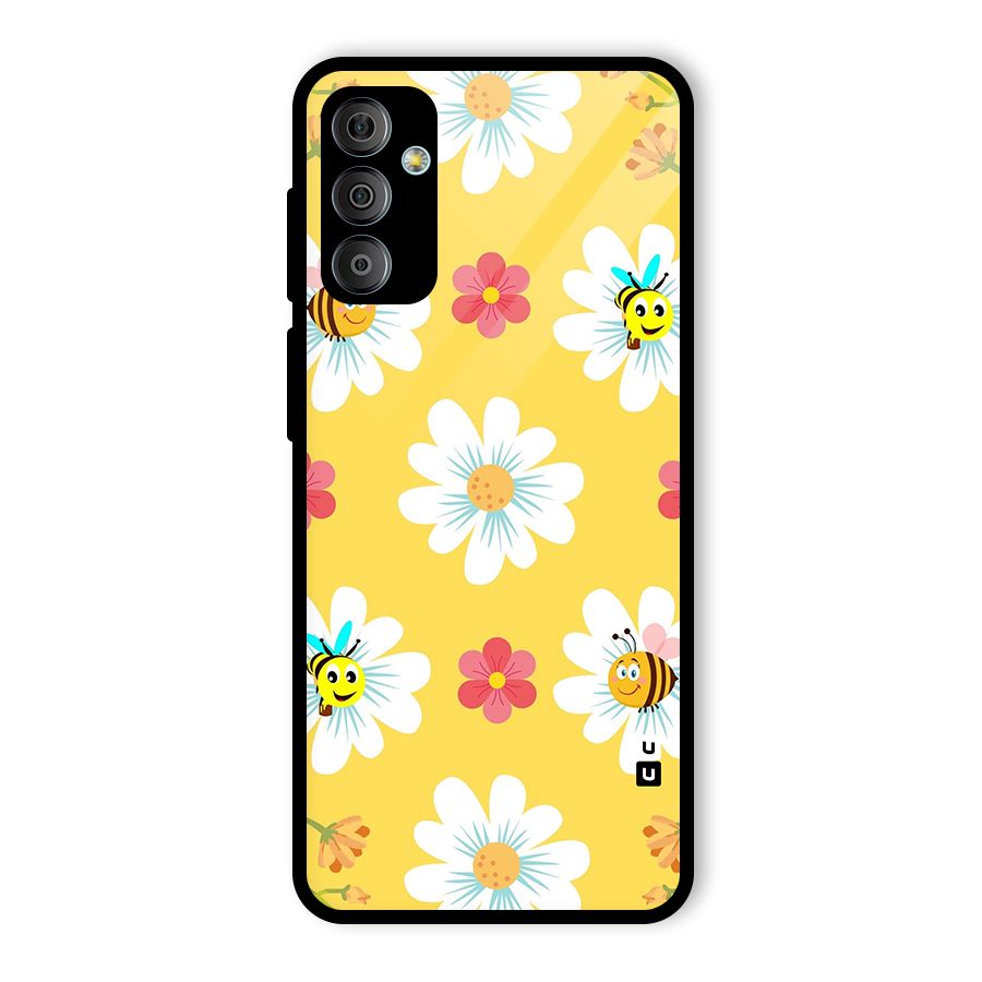 Happy Flowers Glass Back Case for Galaxy F23