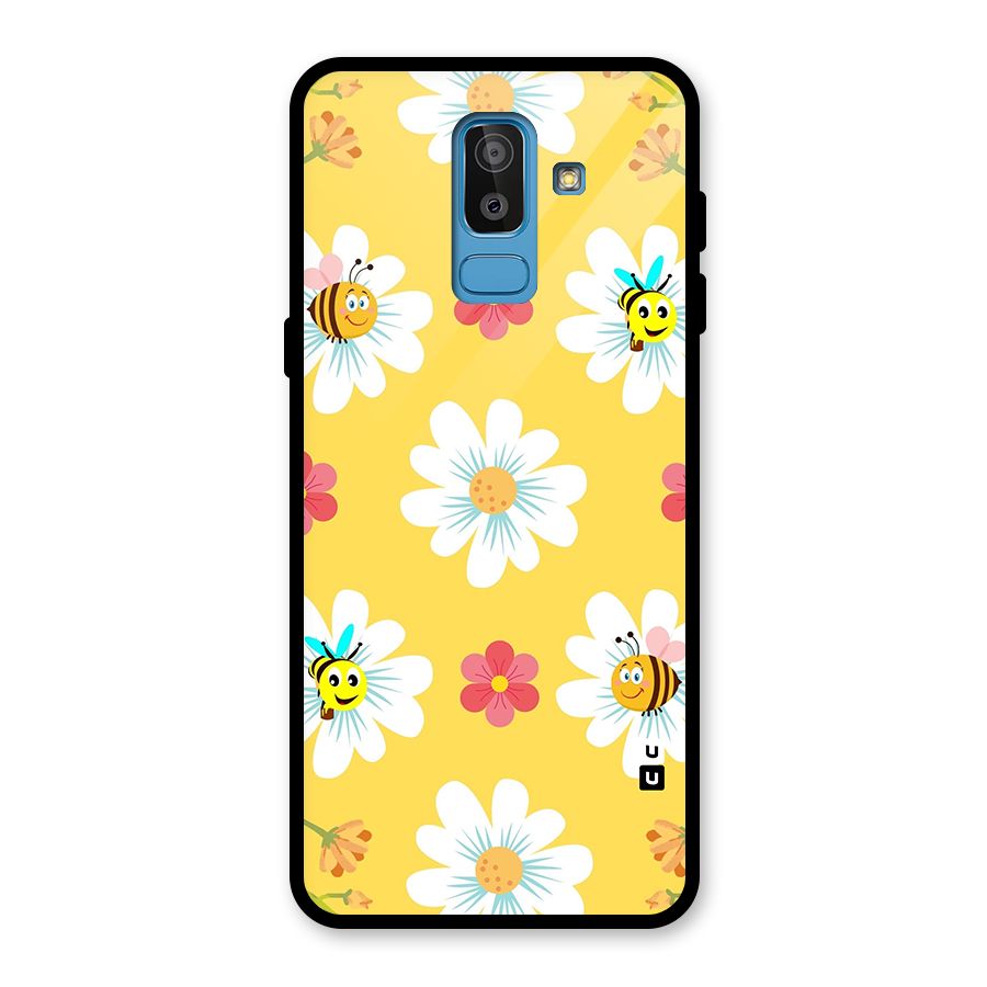 Happy Flowers Glass Back Case for Galaxy J8