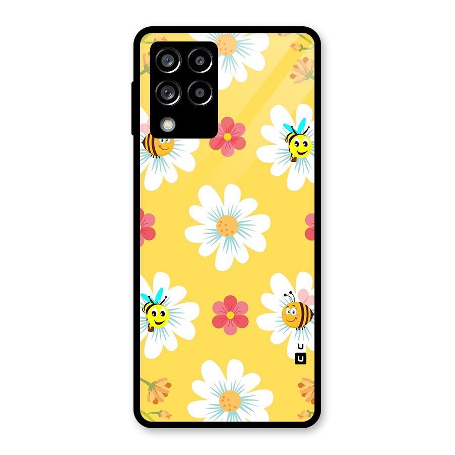 Happy Flowers Glass Back Case for Galaxy M53 5G
