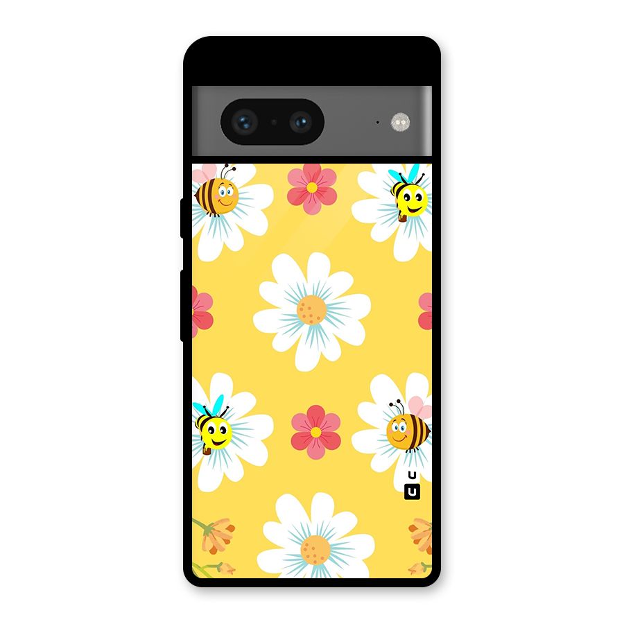 Happy Flowers Glass Back Case for Google Pixel 7