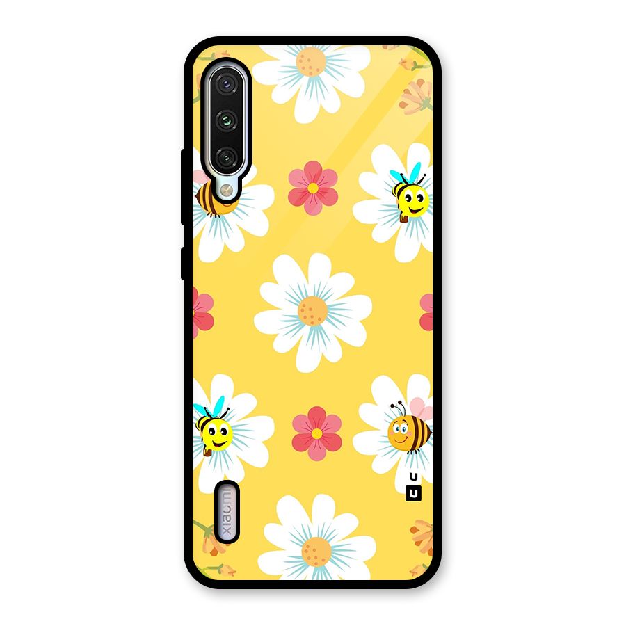 Happy Flowers Glass Back Case for Mi A3