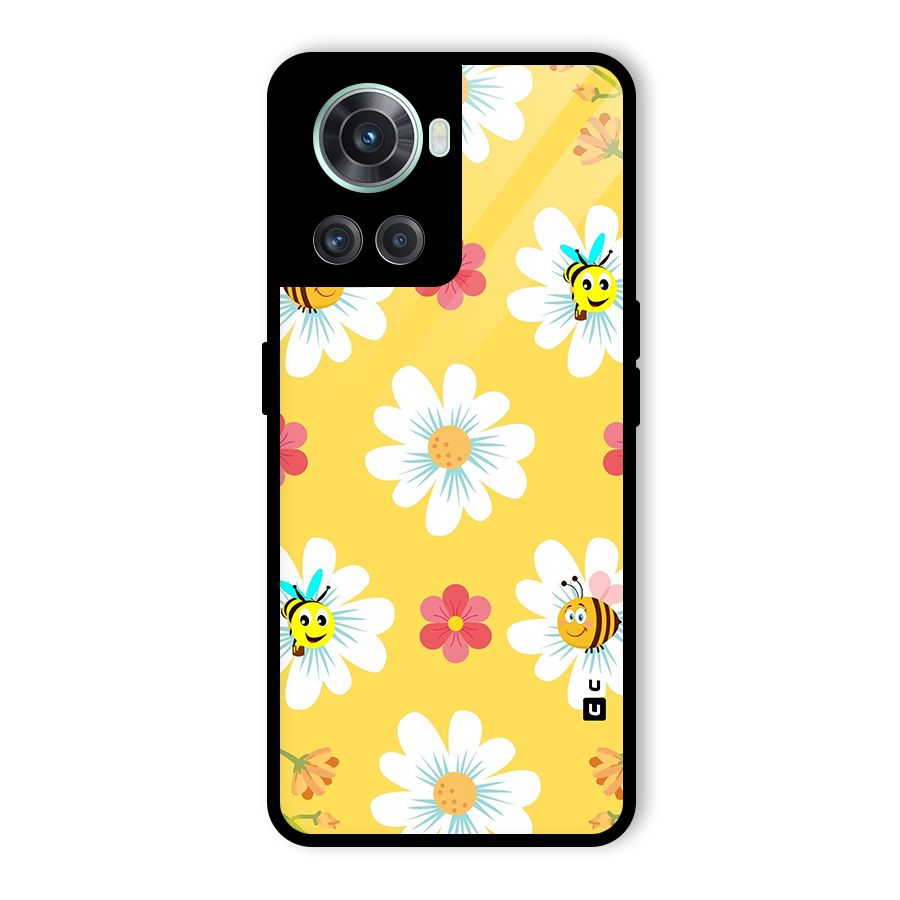 Happy Flowers Glass Back Case for OnePlus 10R