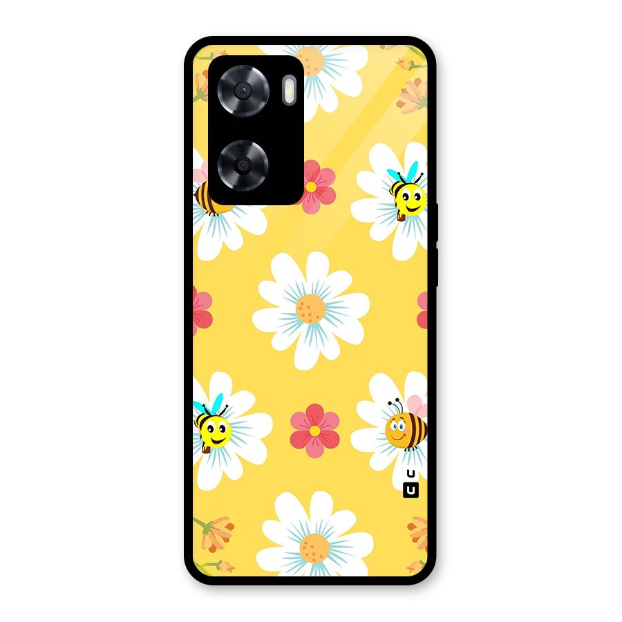 Happy Flowers Glass Back Case for Oppo A57 2022