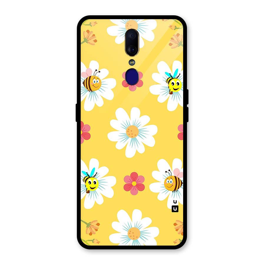 Happy Flowers Glass Back Case for Oppo F11