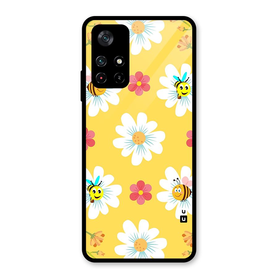 Happy Flowers Glass Back Case for Poco M4 Pro 5G