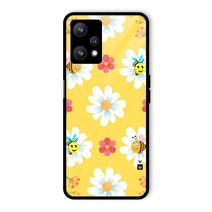 Happy Flowers Glass Back Case for Realme 9 Pro 5G