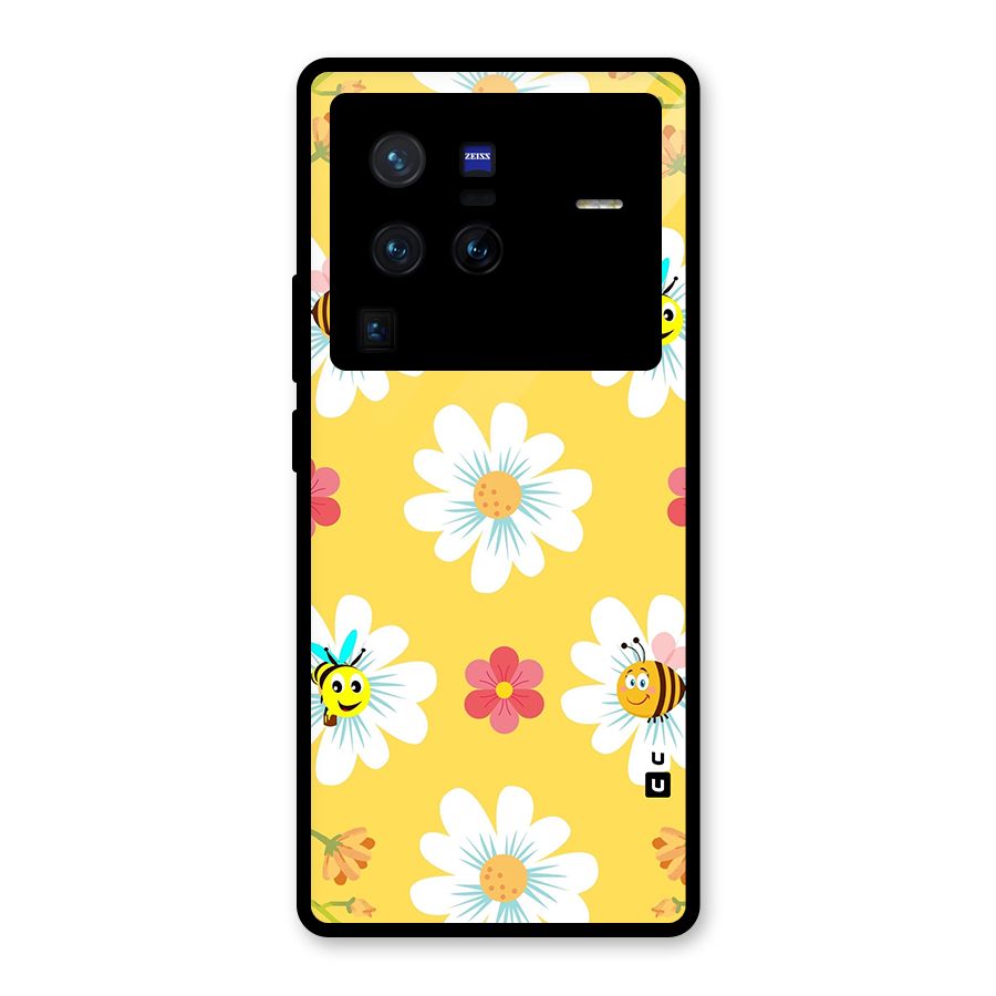 Happy Flowers Glass Back Case for Vivo X80 Pro