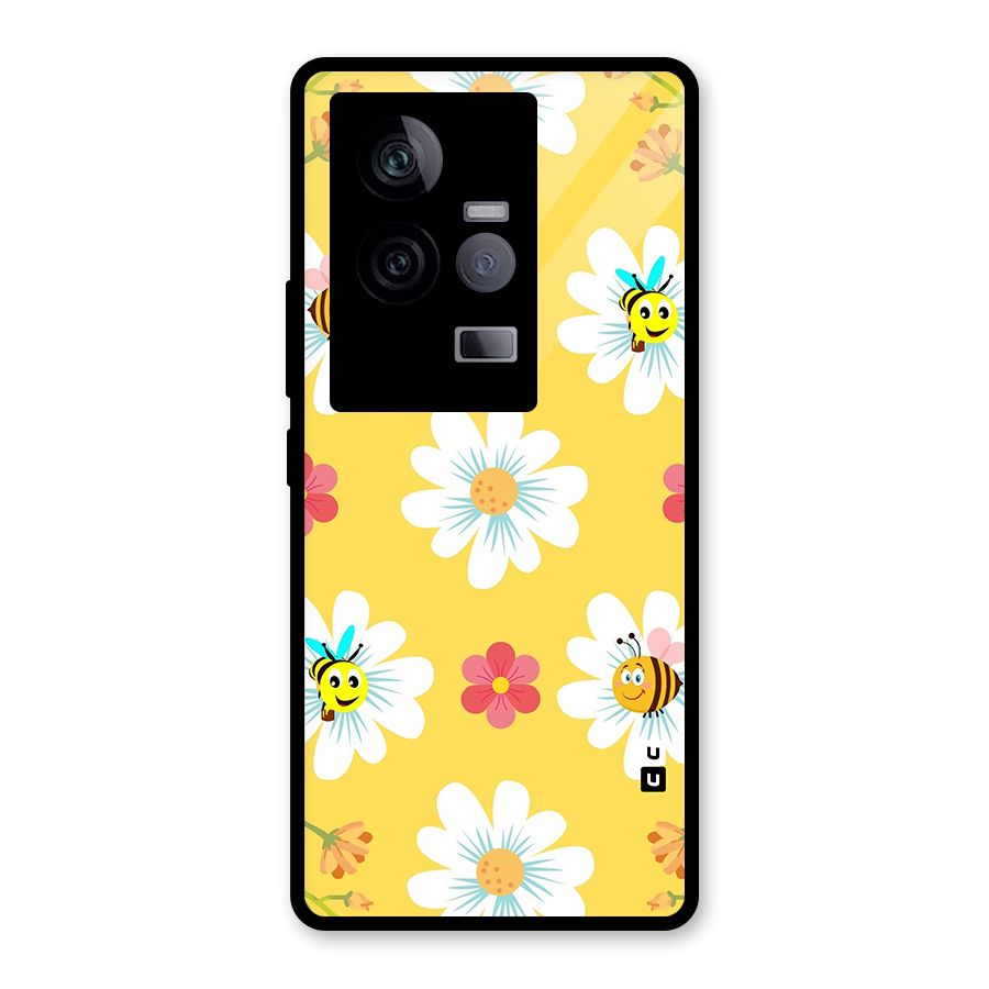 Happy Flowers Glass Back Case for Vivo iQOO 11 5G