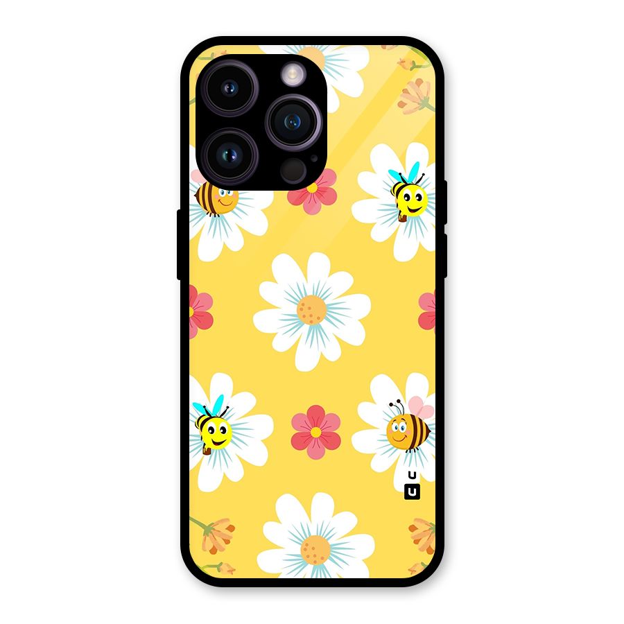 Happy Flowers Glass Back Case for iPhone 14 Pro Max