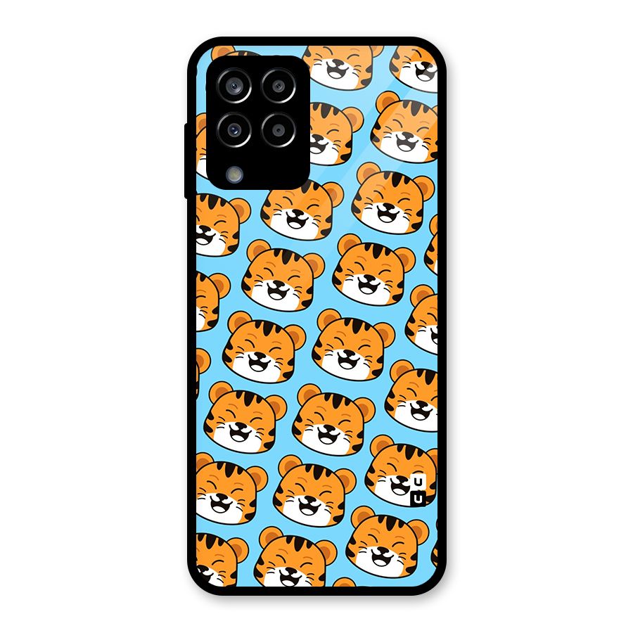 Happy Kitten Pattern Glass Back Case for Galaxy M33