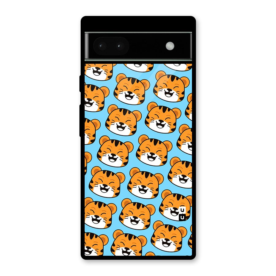 Happy Kitten Pattern Glass Back Case for Google Pixel 6a