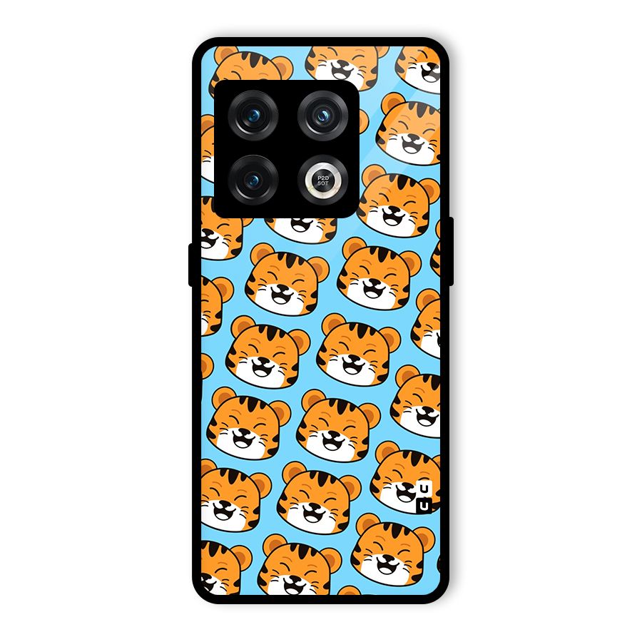 Happy Kitten Pattern Glass Back Case for OnePlus 10 Pro 5G