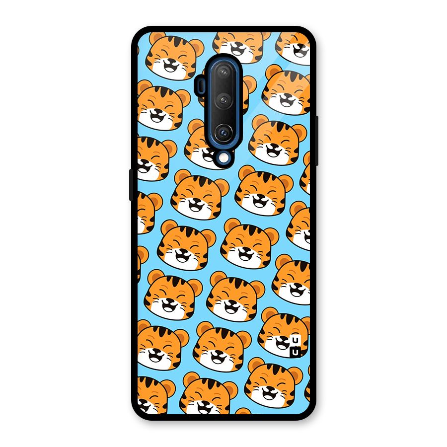 Happy Kitten Pattern Glass Back Case for OnePlus 7T Pro