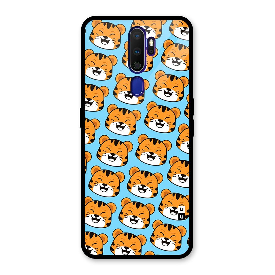 Happy Kitten Pattern Glass Back Case for Oppo A9 (2020)