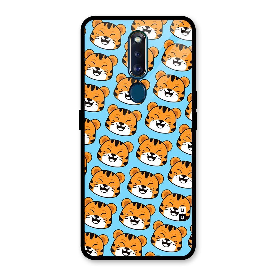 Happy Kitten Pattern Glass Back Case for Oppo F11 Pro