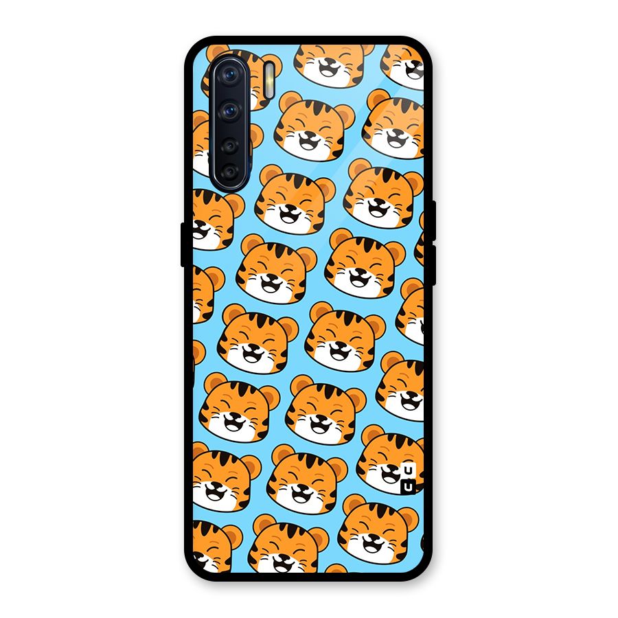 Happy Kitten Pattern Glass Back Case for Oppo F15