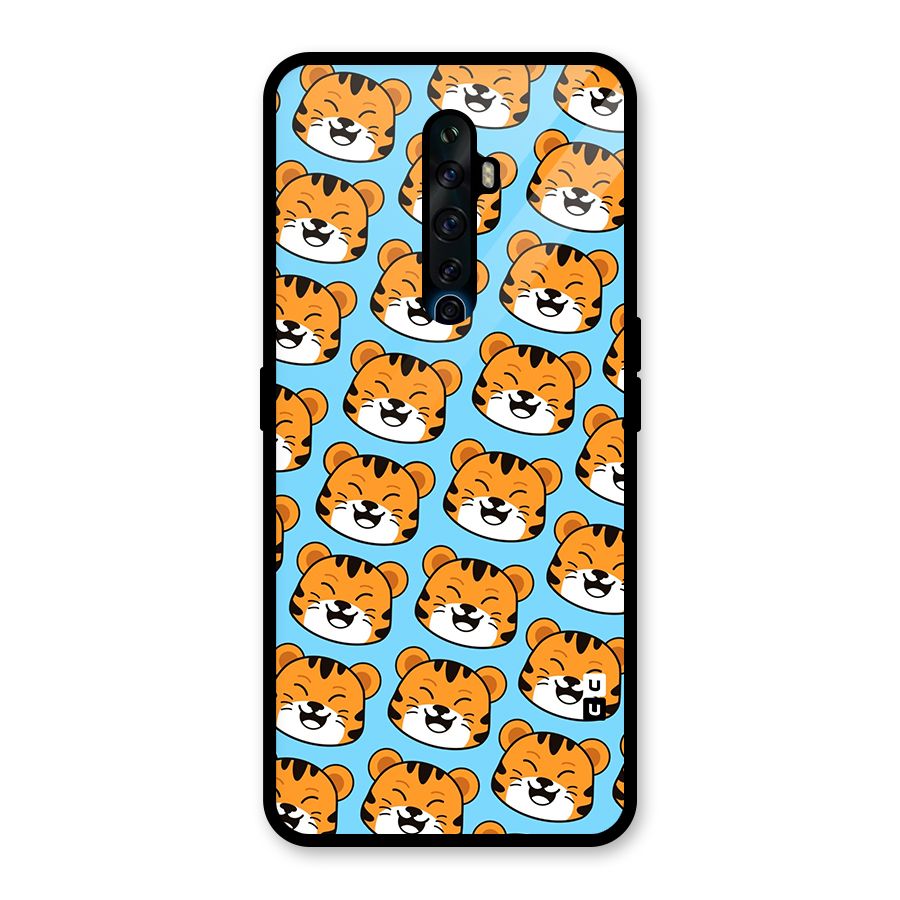 Happy Kitten Pattern Glass Back Case for Oppo Reno2 F