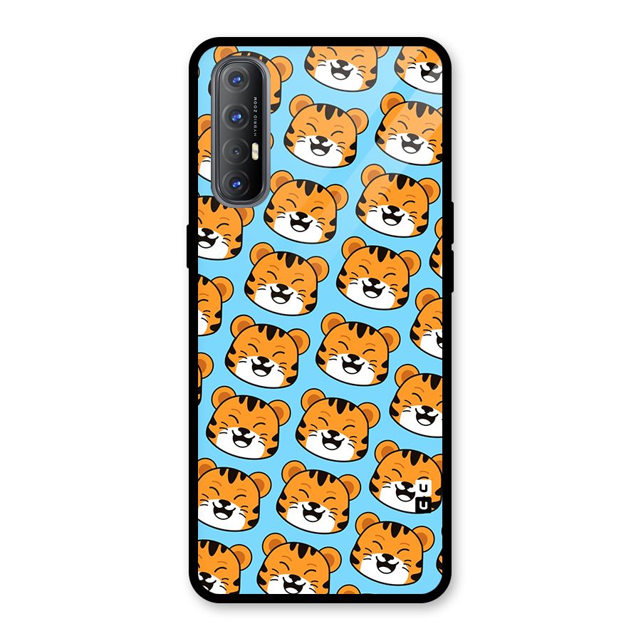 Happy Kitten Pattern Glass Back Case for Oppo Reno3 Pro