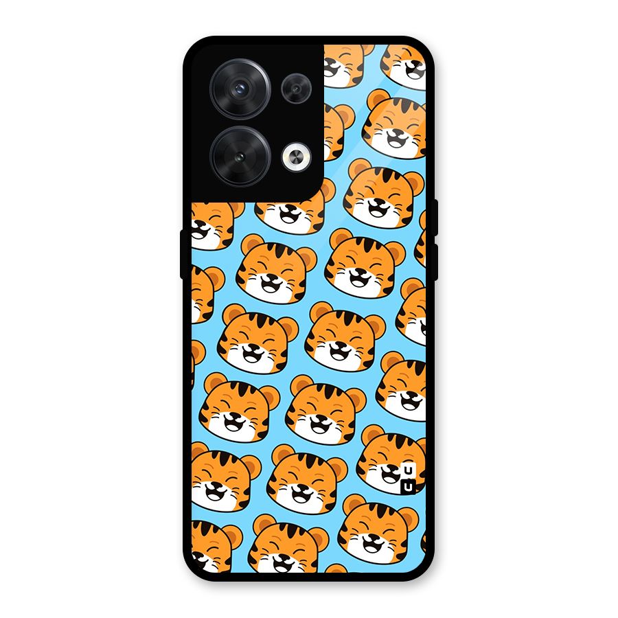Happy Kitten Pattern Glass Back Case for Oppo Reno8 5G