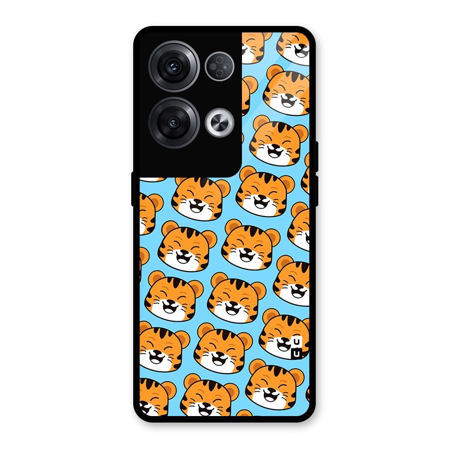 Happy Kitten Pattern Glass Back Case for Oppo Reno8 Pro 5G