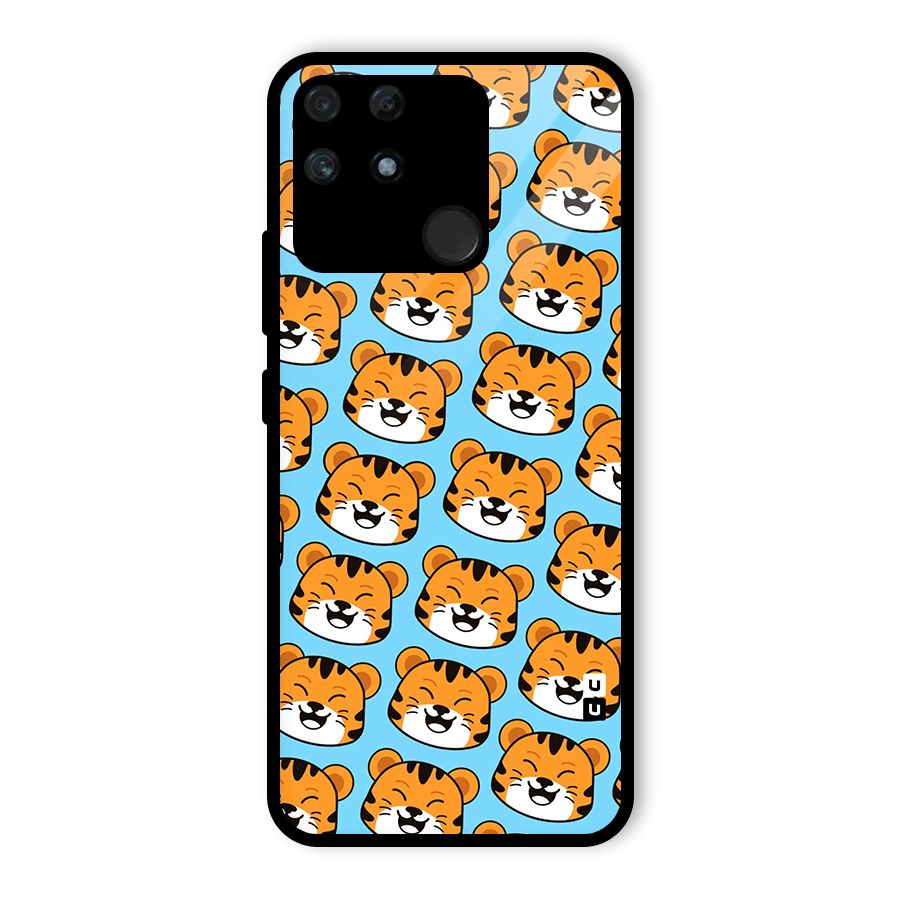 Happy Kitten Pattern Glass Back Case for Realme Narzo 50A