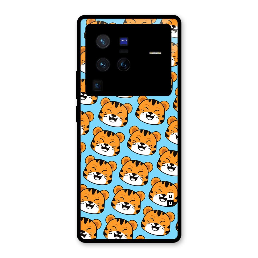 Happy Kitten Pattern Glass Back Case for Vivo X80 Pro
