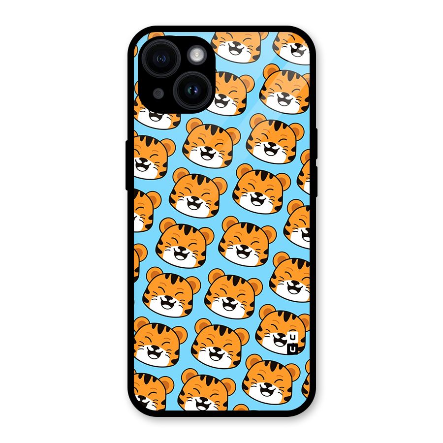Happy Kitten Pattern Glass Back Case for iPhone 14