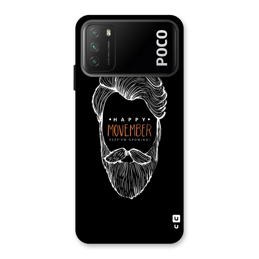 Happy Movember Black Back Case for Poco M3