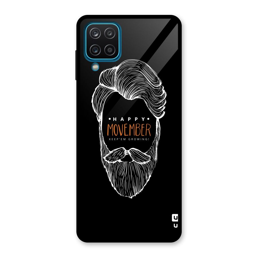 Happy Movember Black Glass Back Case for Galaxy A12