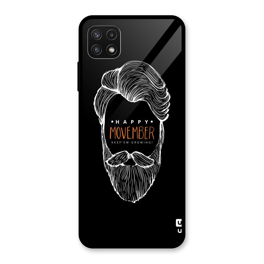 Happy Movember Black Glass Back Case for Galaxy A22 5G