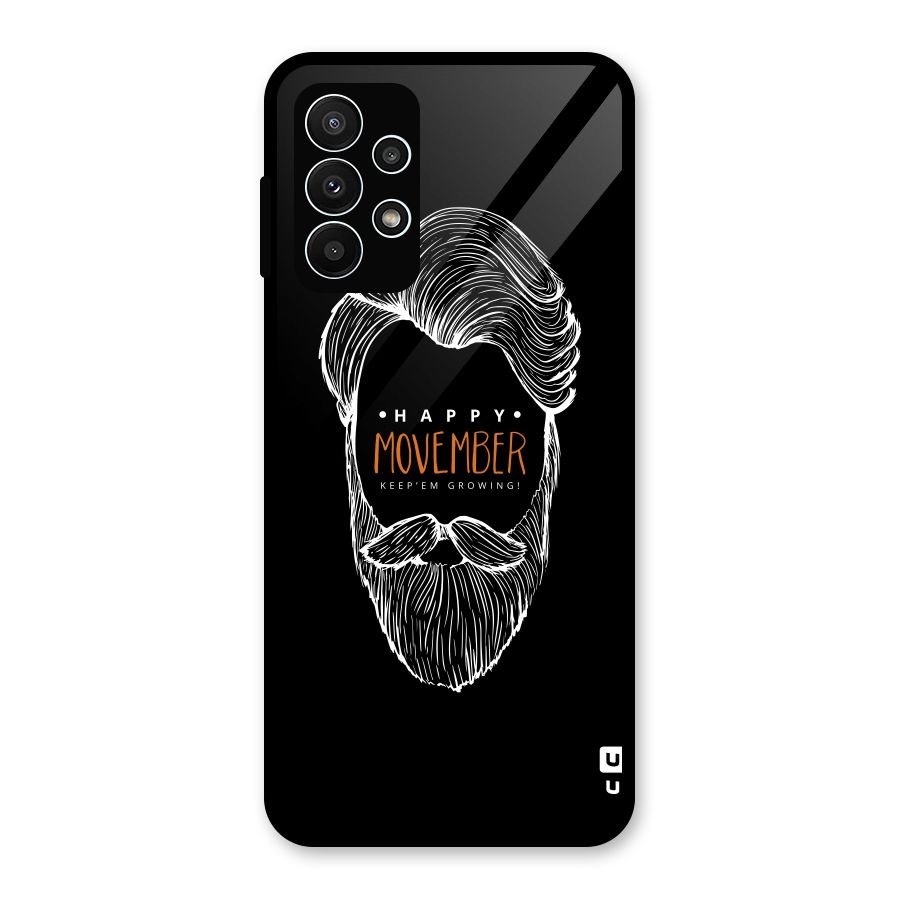 Happy Movember Black Glass Back Case for Galaxy A23