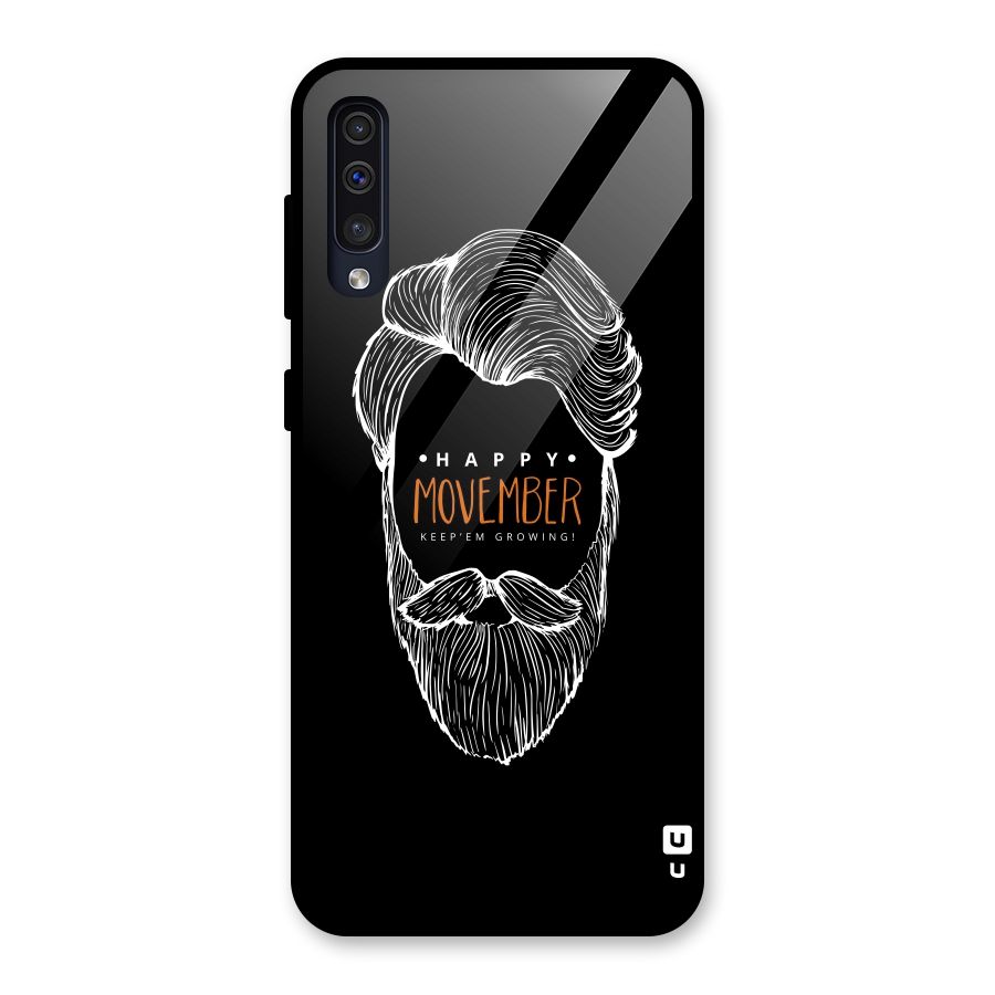 Happy Movember Black Glass Back Case for Galaxy A50s