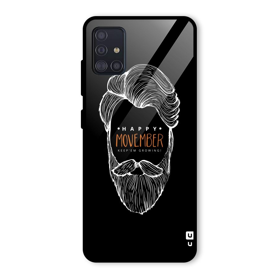 Happy Movember Black Glass Back Case for Galaxy A51