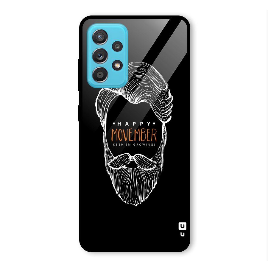 Happy Movember Black Glass Back Case for Galaxy A52