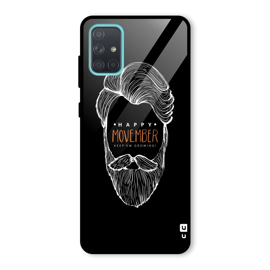 Happy Movember Black Glass Back Case for Galaxy A71
