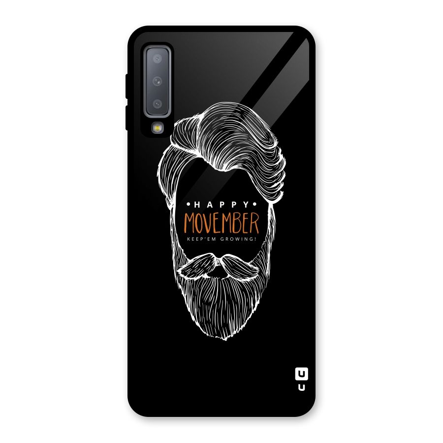 Happy Movember Black Glass Back Case for Galaxy A7 (2018)