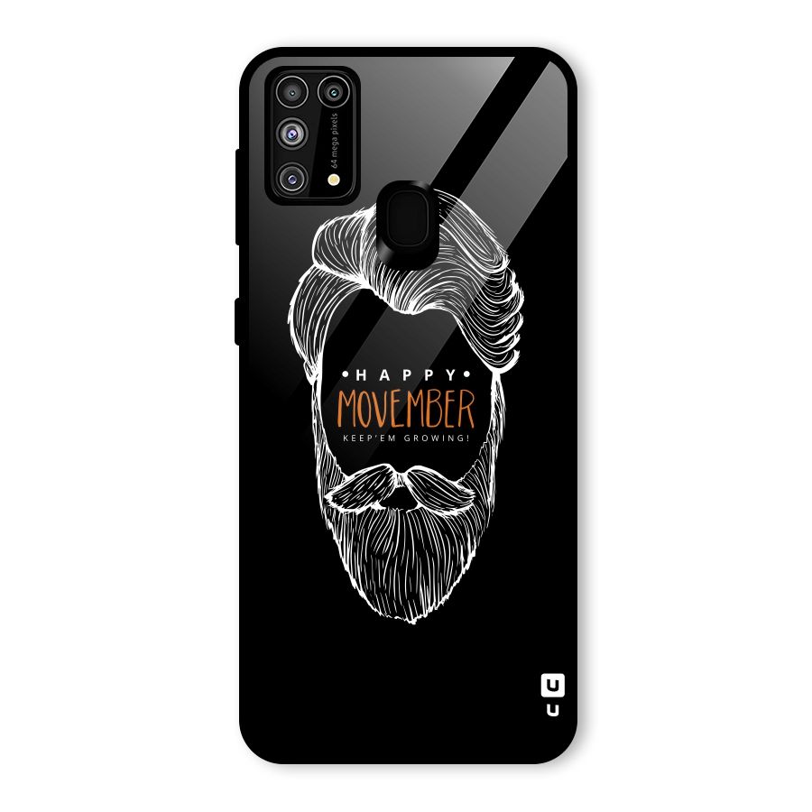 Happy Movember Black Glass Back Case for Galaxy F41