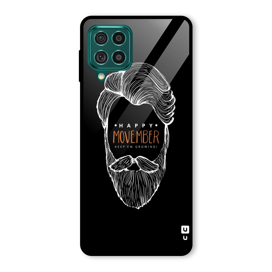 Happy Movember Black Glass Back Case for Galaxy F62