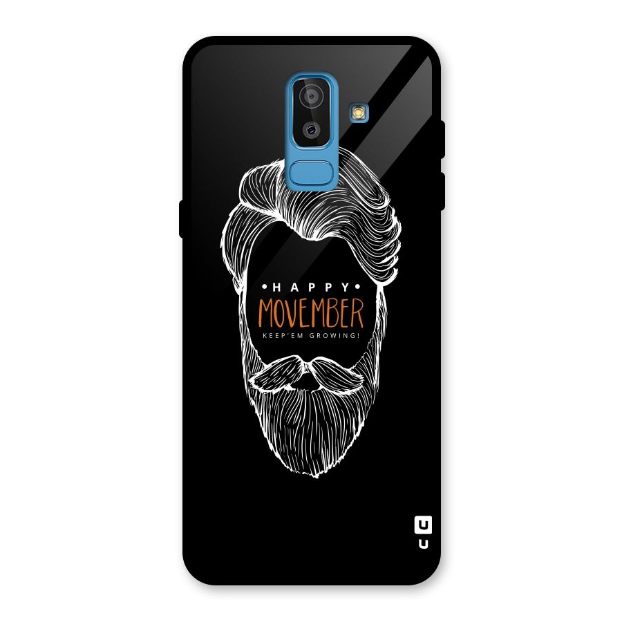 Happy Movember Black Glass Back Case for Galaxy J8