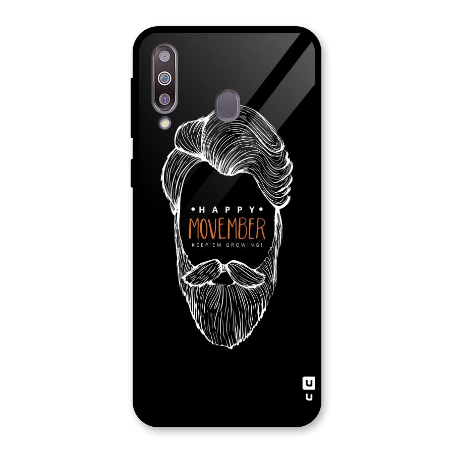 Happy Movember Black Glass Back Case for Galaxy M30